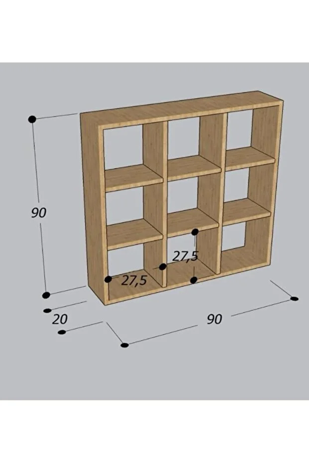 CLASSY 9 RAFLI KARE KİTAPLIK BEYAZ